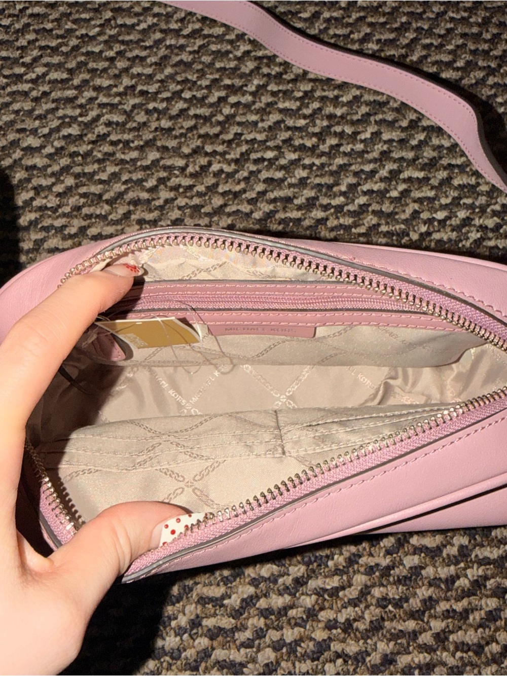 Michael Kors Pink Leather MK Logo Crossbody with Chain Accent - Picture 3 of 4